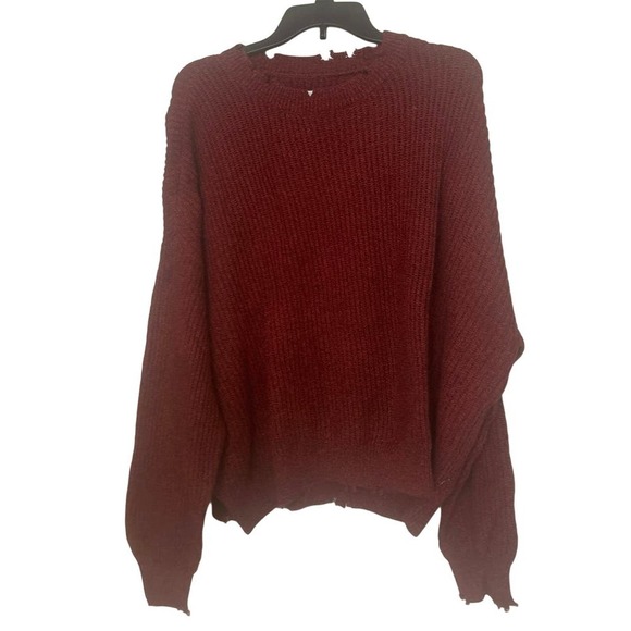 PISTOLA Eva Distressed Cotton Crew Neck Sweater Cherry black Marl XL NWT - Picture 3 of 11